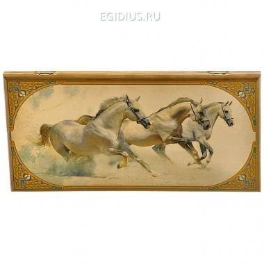 Нарды &quot;Лошади&quot; в дер. коробе средние 31-1023 — Egidius.ru
