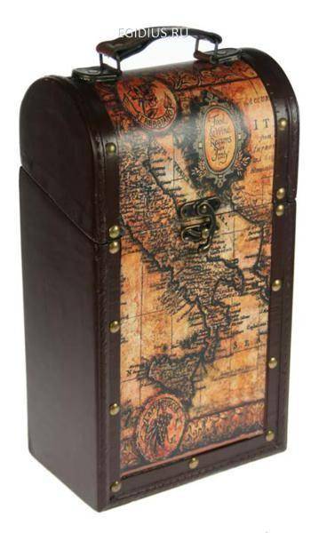 Кофр на 2 бутылки "Сундучок" 20*12*35см  110-522 фото 1 — Egidius.ru