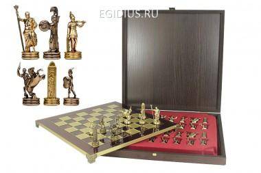 Шахматный набор &quot;Троянская война&quot; (красн. мет. доска 36х36, дер. короб, фигуры золото/бронза) 31-0739 — Egidius.ru