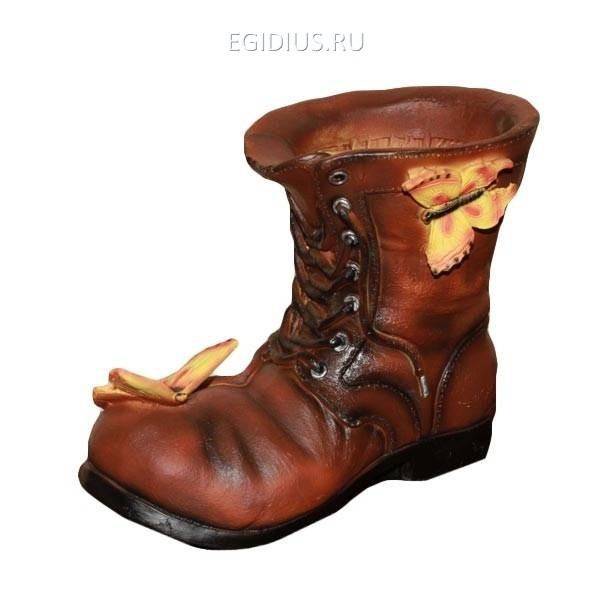 Кашпо для дачи Ботинок с бабочками, L22 W13 H18 см 81-6015 фото 1 — Egidius.ru