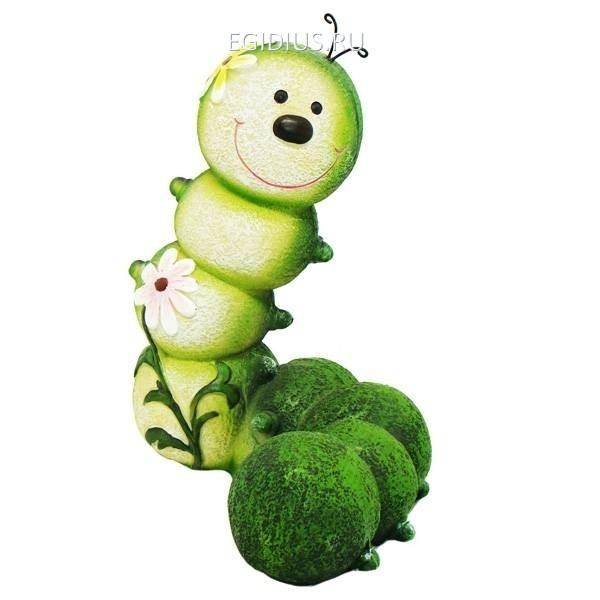 Садовая фигура из полистоунаГусеница-КрасоткаL19W12,5H21,5см 81-6470 фото 1 — Egidius.ru