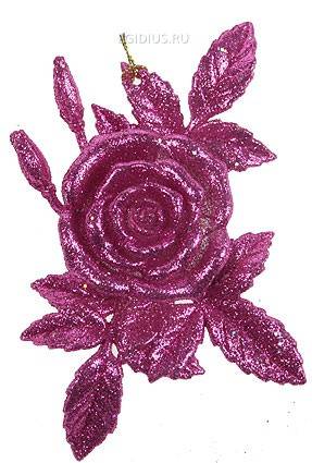 Игрушка ёлочная Роза розовый 14см 151-133 фото 1 &mdash; Egidius.ru