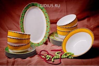 Столовый сервиз &quot;Лето&quot; на 6/20пр Костяной фарфор 620-204 — Egidius.ru