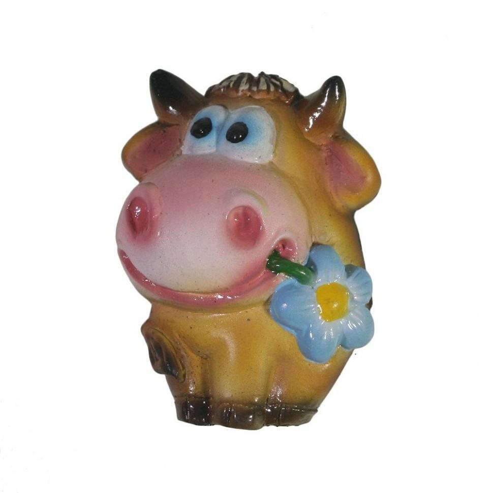 Магнит Теленок с цветочком (бежевый) L2W3,5H4,5 82-1799 фото 1 &mdash; Egidius.ru