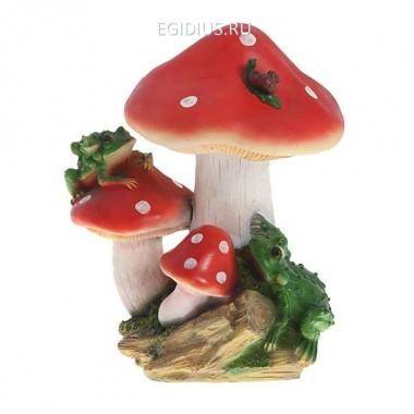Фигура декоративная садовая &quot;Гриб с лягушкой средний&quot; L22W19H31 см 81-6216 — Egidius.ru