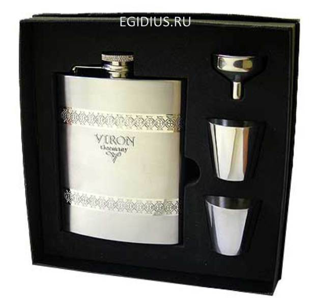 Подарочный набор VIRON: фляжка 170мл, воронка, 2 стакана 18*18*5см 114-512 фото 1 — Egidius.ru