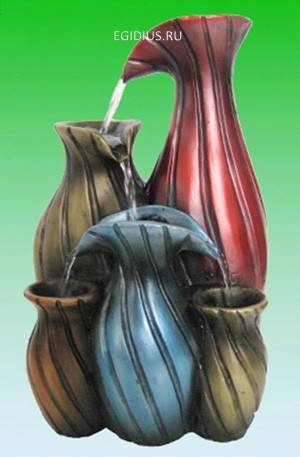 Фонтан с помпой    Композиция с кувшинами  №5  18х13х31см 10-0365 фото 1 — Egidius.ru