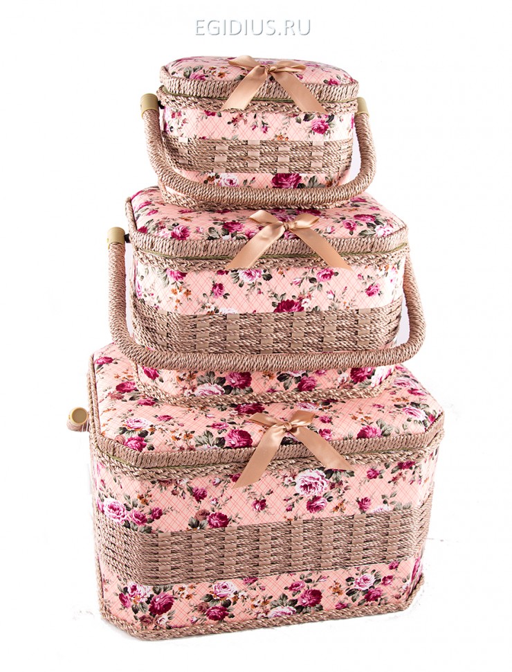 Набор шкатулок для рукоделия из 3-х шт., 32*24*19см  115-023 фото 1 — Egidius.ru