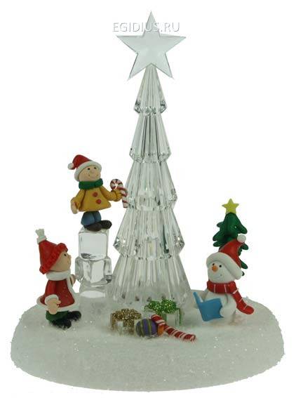 Новогодняя композиция с подсветкой Ледянная елка 22*18см  150-510 фото 1 — Egidius.ru