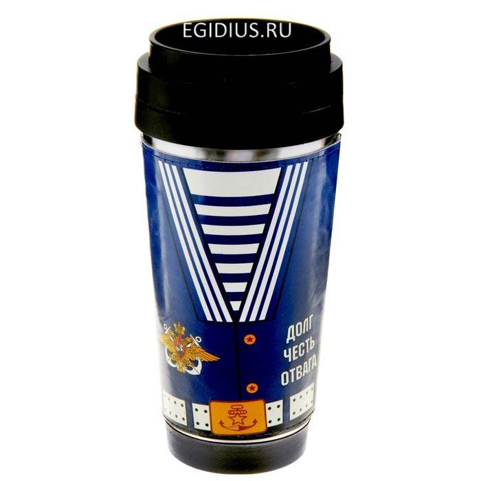 Термокружка "Долг.Честь.Отвага.ВМФ" 400 мл  808-014 фото 1 — Egidius.ru