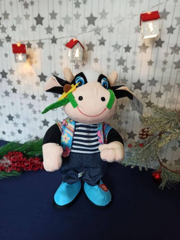 Игрушка поющий бык, символ года 2021, бык с ромашкой 2 песни 280-884 фото 1 — Egidius.ru