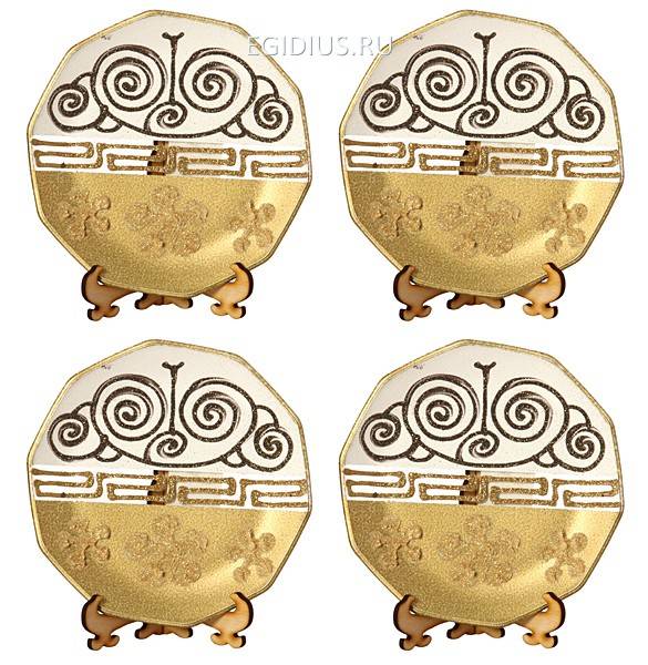 Набор тарелок декоративных из 4 шт."монарх белый" диаметр=15 см. 319-846 фото 1 — Egidius.ru