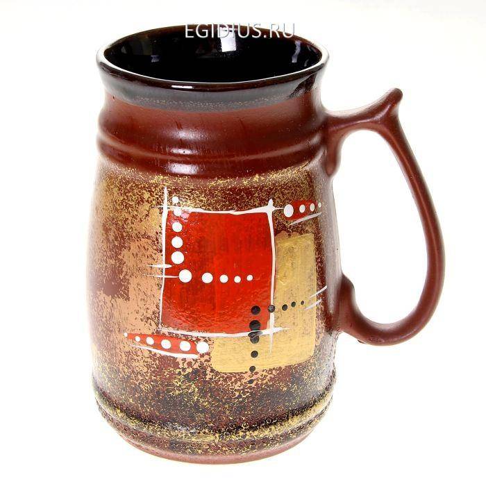Кружка для пива "Бочка" абстракция, коричневая, глазурь, 0,5 л 804-192 фото 1 — Egidius.ru
