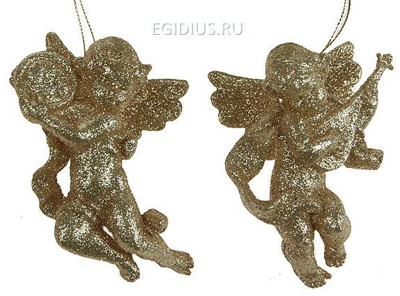 Игрушка ёлочная Ангел золото 9см 151-136 фото 1 &mdash; Egidius.ru