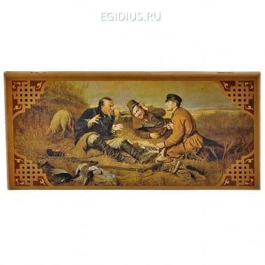 Нарды &quot;Охотники на привале&quot; в дер. коробе средние 31-1026 — Egidius.ru