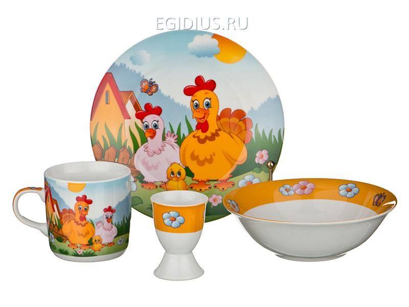 Наборы посуды на 1 персону 4пр.:миска,тарелка,кружка 200 мл.,подставка под яйцо  330-954 фото 1 — Egidius.ru