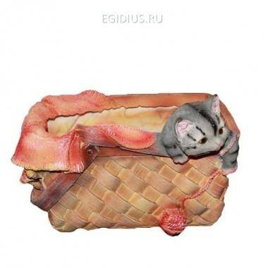 Кашпо для дачи Котенок в лукошке, L26 W24 H13 см 81-6019 — Egidius.ru