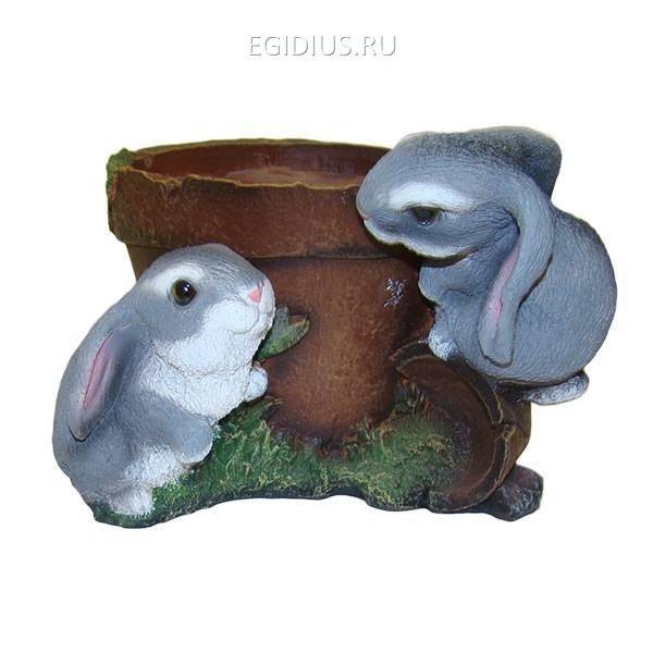 Кашпо декоративное "Два зайца у горшка", L23W20H16,5 см 81-6119 фото 1 — Egidius.ru