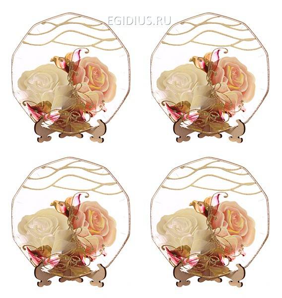 Набор тарелок декоративных из 4 шт."роза на веревке" диаметр=15 см. 319-847 фото 1 — Egidius.ru