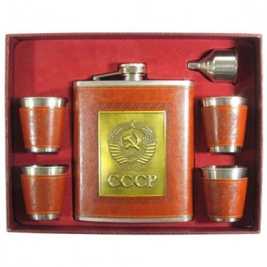 Подарочный набор СССР фляжка 0.5л, стопки 4шт, воронка 270-701 — Egidius.ru