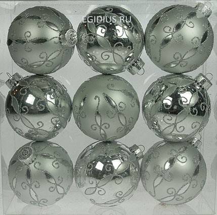 Набор ёлочных игрушек из 9шт., пластик 8см 151-236 фото 1 — Egidius.ru