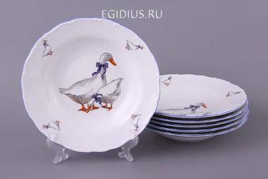 Набор суповых тарелок из 6 шт.&quot;гуси&quot; диаметр=23 см. 300-478 — Egidius.ru