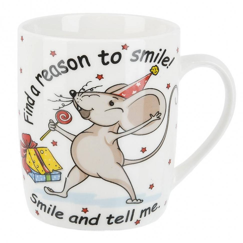 Кружка фарфоровая "Happy mouse" v=340 мл. (4вида) 410-014 фото 1 — Egidius.ru