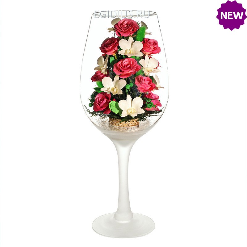 Цветы в стекле: Композиция из роз и орхидей 200-307 фото 1 — Egidius.ru