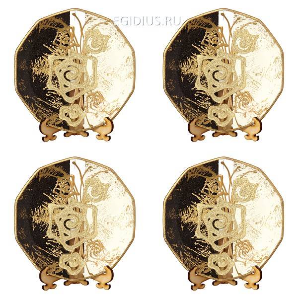 Набор тарелок декоративных из 4 шт."стрекоза черная" диаметр=15 см. 319-848 фото 1 — Egidius.ru