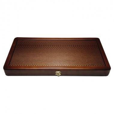 Нарды  в дер. коробе с декор. вставкой &quot;Кожа, &quot;Золотой питон&quot; 55x25 см, средние 31-1074 — Egidius.ru