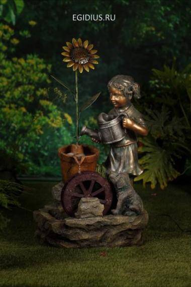Фонтан декоративный &quot;Девочка и Подсолнух&quot; 72 х 46 х 30 см 31-0635 — Egidius.ru