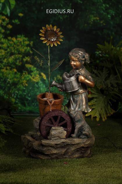 Фонтан декоративный "Девочка и Подсолнух" 72 х 46 х 30 см 31-0635 фото 1 — Egidius.ru