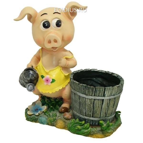 Декоративное кашпо "Свинка-хозяюшка"L33W17H36см 81-6636 фото 1 — Egidius.ru
