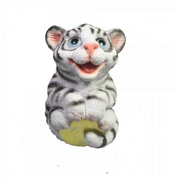Фигура декоративная "Счастливый тигр с монетой" (белый) L4.5W4.5H7 81-3036 фото 1 — Egidius.ru