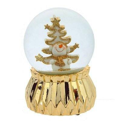 Новогодний шар со снегом внутри "Снеговик" D10 см, L10,5 W10,5 H15 см, 80-0969 фото 1 — Egidius.ru