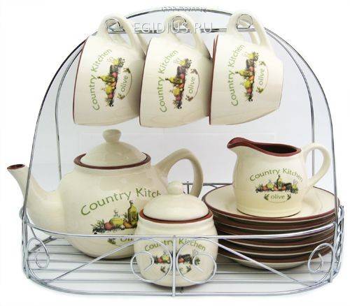 Набор чайный "Олива" 15пр. на подставке  600-616 фото 1 &mdash; Egidius.ru