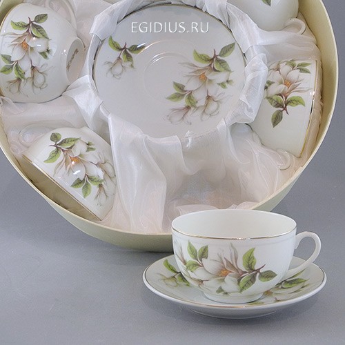 Набор чайный 12 пр. белая магнолия 260 мл под.уп 900-267 фото 1 &mdash; Egidius.ru