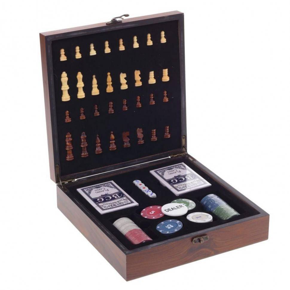 Игра настольная 2 в 1 (шахматы/покер), L23,5 W23,5 H7 см 81-5159 фото 1 &mdash; Egidius.ru