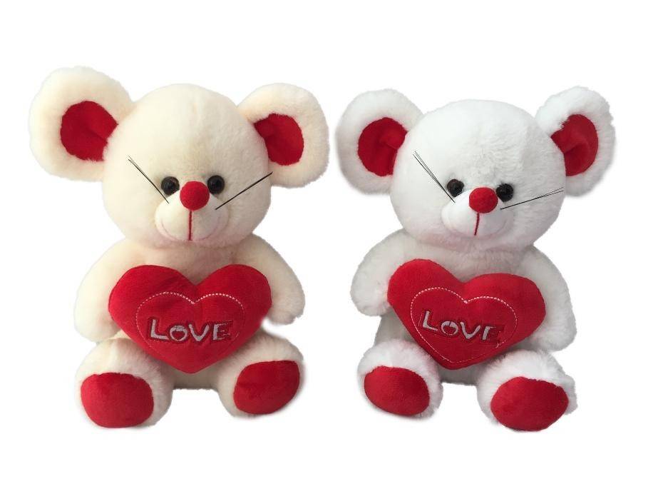 Мягкая игрушка Мышка с сердцем 22см символ года 2020 2-1-081 фото 1 &mdash; Egidius.ru