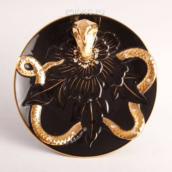 Тарелка настенная "змея" черная диаметр=20 см. 319-849 фото 1 — Egidius.ru