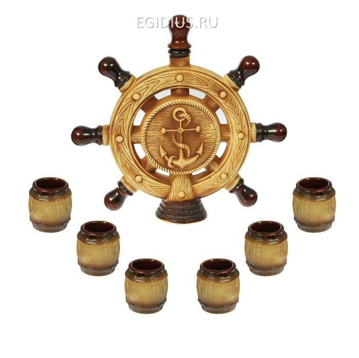 Водочно-коньячный набор "Штоф с рюмками "Штурвал" 1 л 806-075 фото 1 &mdash; Egidius.ru