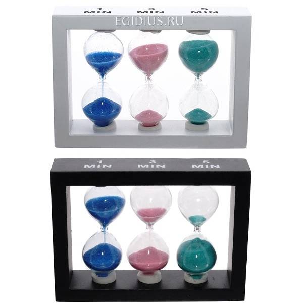 Декоративное изделие Песочные часы (1-3-5мин.), L12 W3 H8см, 2в. 81-2017 фото 1 &mdash; Egidius.ru