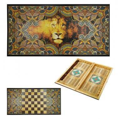 Нарды &quot;Лев 2&quot; в дер. коробе большие 31-1075 — Egidius.ru