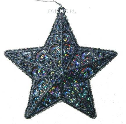 Игрушка ёлочная Звездочка серебро 12см  151-139 фото 1 — Egidius.ru