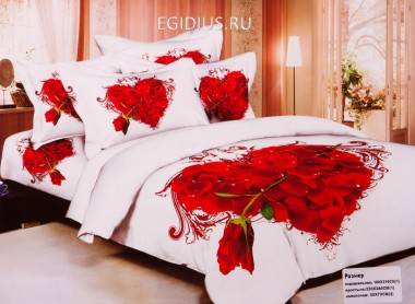 Кпб 1,5 сп, сатин набивной &quot;love&quot; 305-035 — Egidius.ru