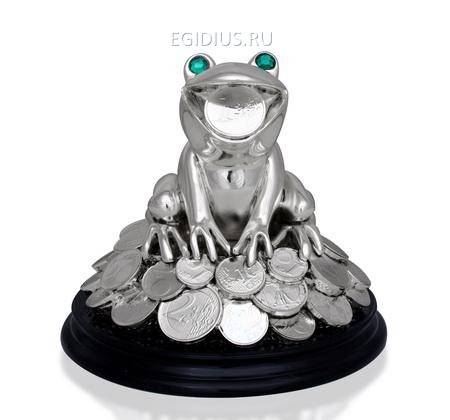 Статуэтка "Лягушка на деньгах с зелёными глазами" 402-027 фото 1 &mdash; Egidius.ru