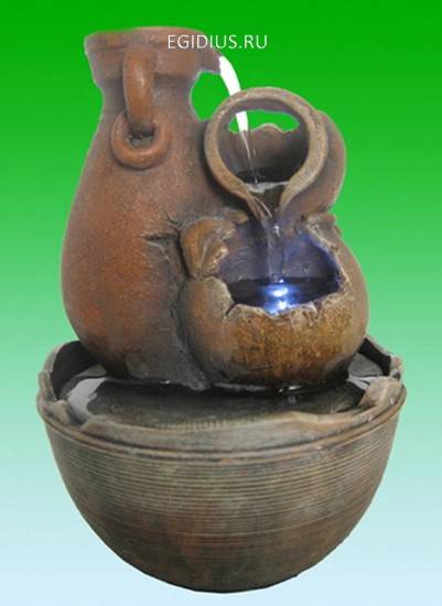 Декоративный фонтан Композиция кувшинов маленьких, подсветка №1   H*L*W=17*12,5*12,5см 10-0384 фото 1 &mdash; Egidius.ru