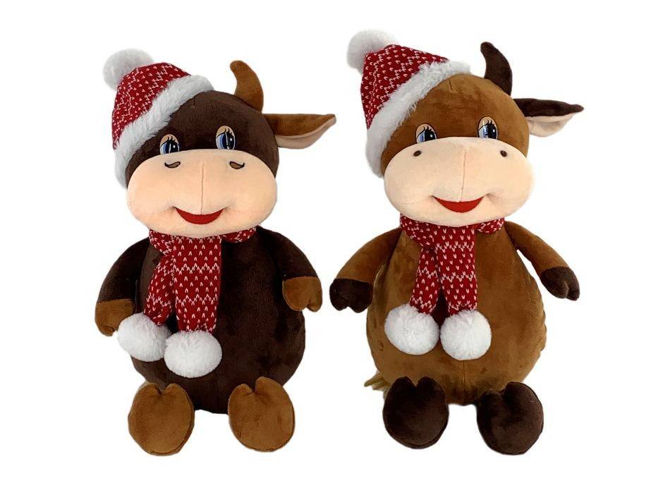 Мягкая игрушка бык "Бычок в шапке и шарфе" 24см, 2-1-159 фото 1 — Egidius.ru