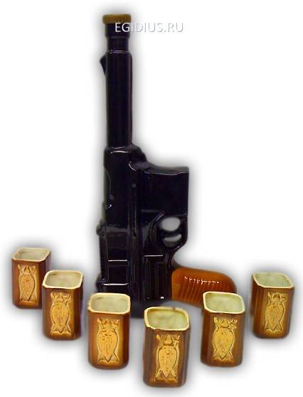 Набор штоф + 6 рюмок "Наган" 800-021 фото 1 &mdash; Egidius.ru