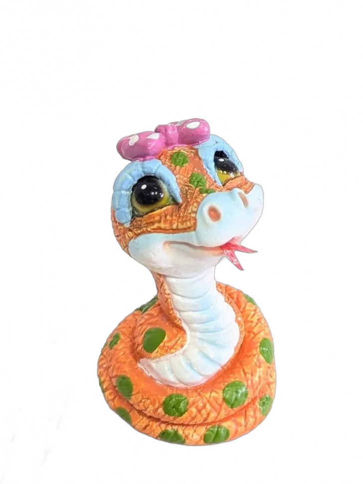 Фигура декоративная "Змейка с бантиком" (акрил) 4*4*6см 81-3268 фото 1 — Egidius.ru
